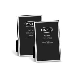 EDZARD Genoa Picture Frames for Photos 10 x 15 cm Silver-Plated Tarnish-Resistant with Velvet Backing Set of 2