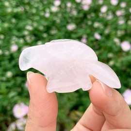 YGLINE Gemstone Crystal Animal Totem Spirit Stone Figurine (Eagle-Rose Quartz)