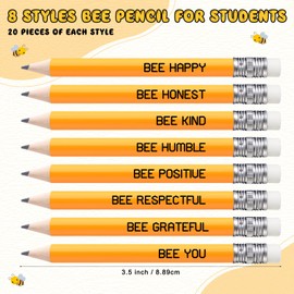 Spakon 20 Pack 160 Pcs Back to School Gift for Student from Teachers Inspirational Bee Pencils Bulk Bee Party Favors Motivational Mini Golf Pencils First Day of School Classroom Birthday Gifts