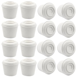 Suiwotin 16pcs 3/4 Inch Round Chair Leg Tips Caps, Non-Slip Rubber Chair Leg Floor Protectors, White Furniture Leg Caps Fit for 0.7"-0.75" (18-19mm) Diameter Round Feet