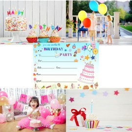 15 Pack Birthday Party Invitation Cards with Envelopes, Perfect for Kids, Adults, and All Celebrations, 4.72 x 6.69 Inches (Cartoon)