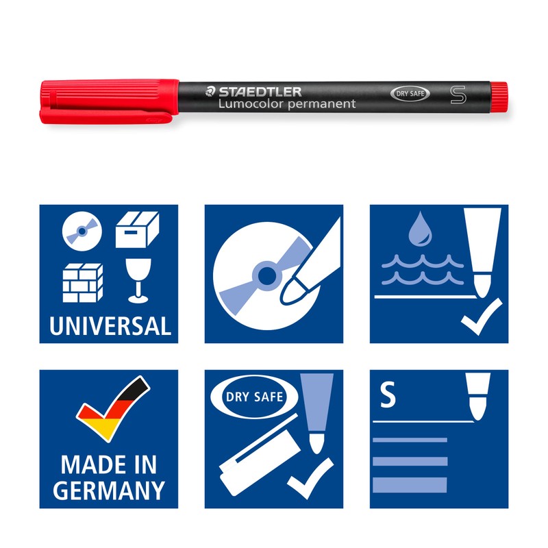 STAEDTLER Lumocolor 313 WP8 Universal Fine Pen Permanent Staedtler Box