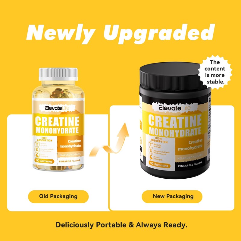 ElevateLife NSF Certified Creatine Monohydrate Gummies 5000mg for Men &