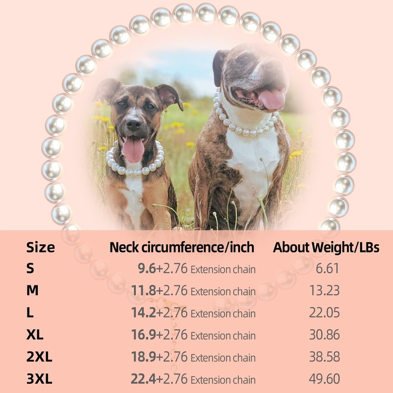 KUDES Exquisite and Adjustable Dog Necklace: Elegant Classic Pearl Collar