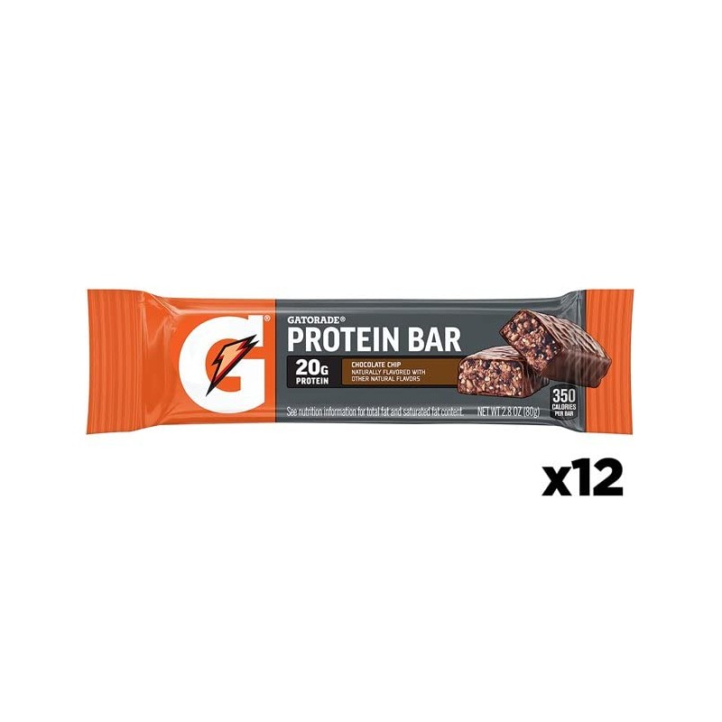 Gatorade Whey Protein Recover Bars Chocolate Chip 2.8oz (12 Pack)