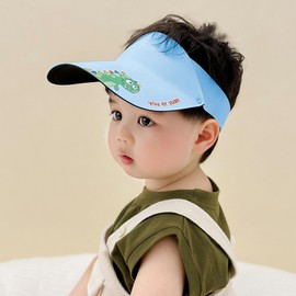 HeyCaps Kids Sun Visor Hat UV Protection Summer Cap with Cute Dinosaur Design Lightweight Breathable Outdoor Sports Hat for 1-8 Years Blue