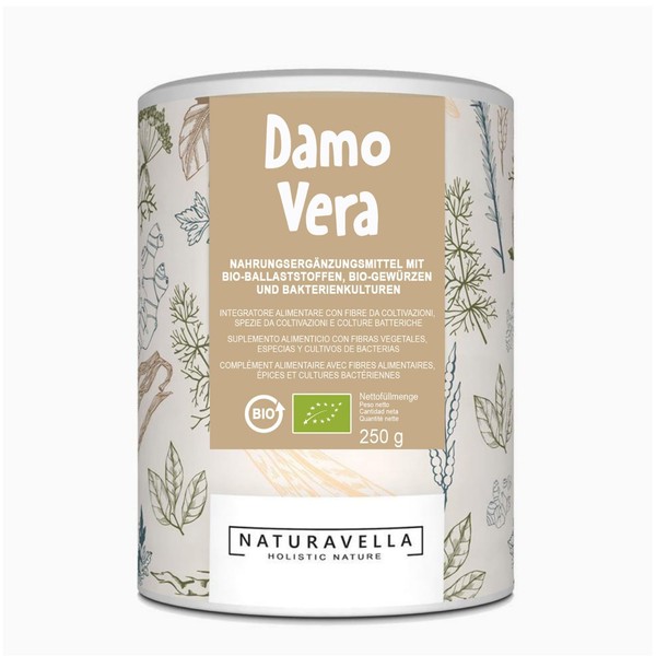 DamoVera® The Organic Intestinal Treatment from Experts, Premium Complex of Organic Fibre, Organic Spices and Bacterial Cultures, High Dosage, Vegan and Laboratory Tested, 250 g