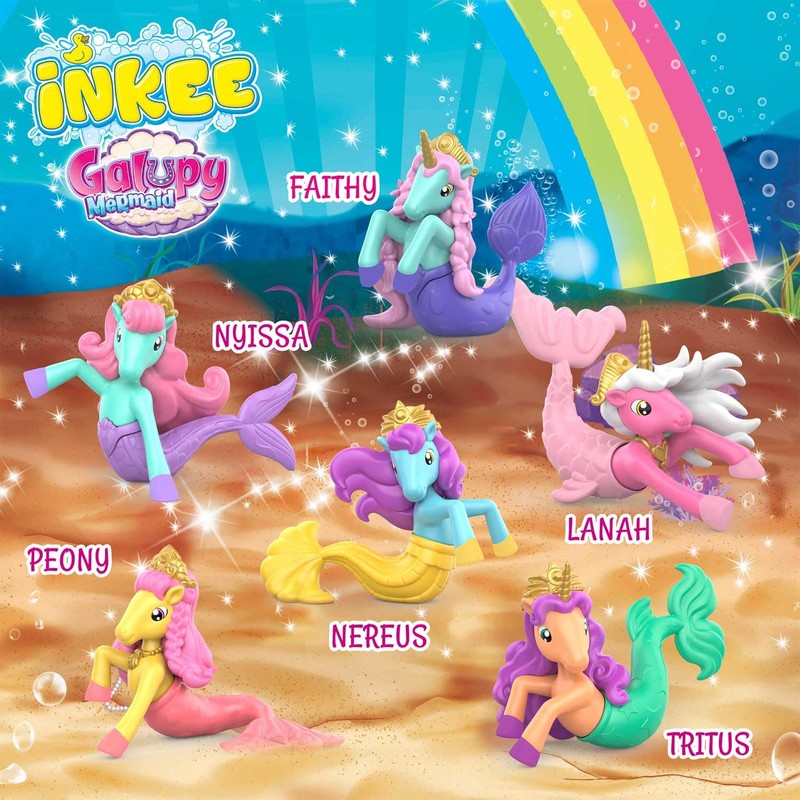 CRAZE INKEE GALUPY MERMAID | Meerjungfrau Badekugel mit Überraschung, Kinder