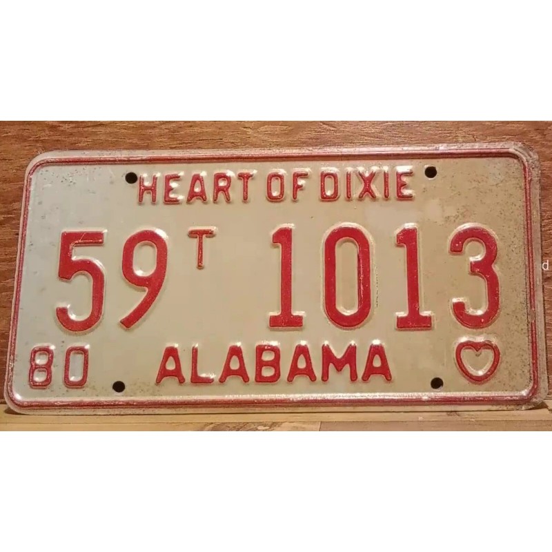 Vintage 1980 ALABAMA License Plate Antique Car Tag