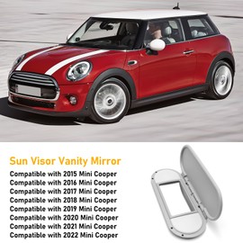 Abodvu Compatible with 2015-2022 Mini Cooper Sun Visor Vanity Mirror Cover,Front Visor Illuminated Mirror Cover Replacement F55/56/60 for Left/Right,1PCS Sun Visor Makeup Mirror Buckle Cover,Gray