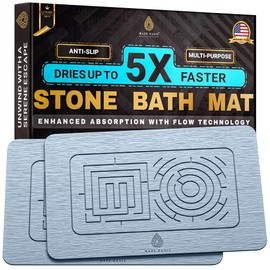Stone Bath Mat with Scientific Design | 100% Diatomaceous Earth Bath Mat | Luxury Stone Bath Mats for Bathroom and home - Non Slip Easy to Clean - Quick Drying Diatomite Stone Mat 23.6 x 15.3 in - 2pc