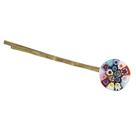 GlassOfVenice Murano Glass Millefiori Hair Pin - Round Multicolor