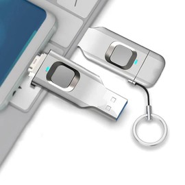 Atelierate Fingerprint Flash Drive Metal OTG Pendrive USB3.0 Type C for Laptop Phone Lock Thumbdrive Jump USB Disk 32G