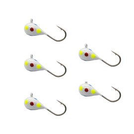 Tungsten Ice Fishing Jig Set Ice Fishing Lures, Max Sensitive Tungsten Tear Drop Ice Jig Head Hook for Panfish, Crappie, Walleye, Perch, Trout, Bluegill (Wonder Glow, 4MM, 1/25 OZ)