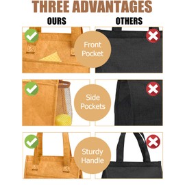 Fmeida Insulated Lunch Bag Women Men, 6.75L Small Lunch Bags with Multiple Pockets, Reusable Thermal Cooler Tote for Work, Office, Picnic, Travel | Hook and Loop Closure, Paper
