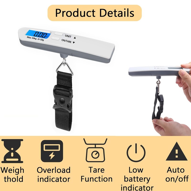 Luggage Scale, Digital Portable Luggage Weight scale with Backlit LCD