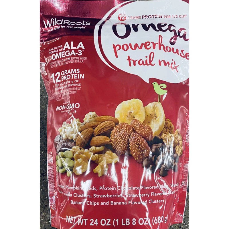 WildRoots Omega Powerhouse Trail Mix 24 oz RESEALABLE Bag NON