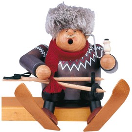 KWO "Skier Smoking Man Figurine, Multi-Colour, 17 cm