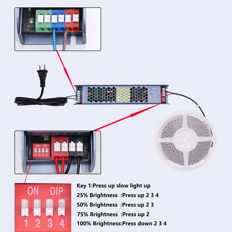 BENLUN 48V Outdoor LED Strip Lights Waterproof, 65.6ft 150W 6000K