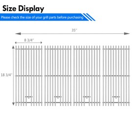 Grillflame 740-0781 Grill Grates Replacement Parts for KitchenAid BBQ Grill Parts 5 6 Burner 740-0781 720-0856V 720-0856 750-0781 730-0856 Stainless Steel Cooking Grid Grates Sam's Club Grill Parts