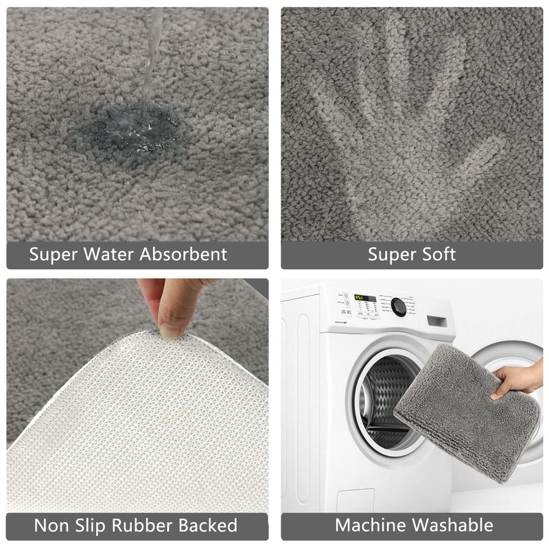 Famibay Bath Mat Non Slip Washable Bathroom Mat Super Absorbent