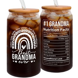 Grandma Gifts - Gifts for Grandma from Granddaughter, Grandson - Grandma Mothers Day Gift, Birthday Presents for Grandma, Christmas Gifts for Grandma - 16 Oz Can Glass