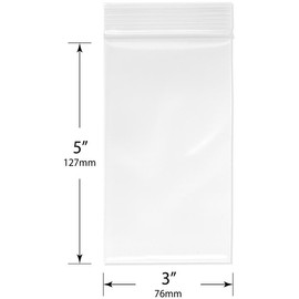 Plymor 3" x 5", 6 Mil Industrial Duty Zipper Reclosable Plastic Bags - Quantity Per Pack: 100