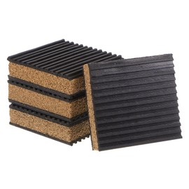 QUARKZMAN Rubber Vibration Damper 3 x 3 x 7/8 Inch Insulation Vibration Absorbing Pad Damping Mat Non-Slip Noise with Cork Centre for Pedal Mill Washing System Pack of 4