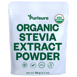 Organic Stevia Extract Powder, Zero Calorie, Pure Stevia Extract Concentrated Powder Sweetener for Baking and Beverages - No Aftertaste, Non-GMO, Keto Friendly- 892 Servings, 4.4 oz (125 g)