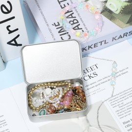 Rectangular Metal Tins with Lids, Small Metal Box with Lid Hinged Tin Box Container with Lid Portable Tin Case Small Tin Box Tin Boxes with Hinged Lids Silver Storage Tin for Home Storage Organizer