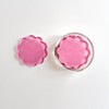 Scalloped Acrylic Coasters with Circular Holder - 4 Pack (Pink)