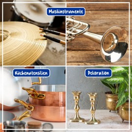 Poliboy ... pflegt wie neu POLIBOY Messing Kupfer Pflege - Glanzpolitur gegen Anlaufstellen - Messingputzmittel mit Carnaubawachs - 1x 200 ml - Mit Schwamm - Made in Germany