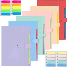 Pack of 6 Expanding File A4, Document Folder, A4 Expanding File Organiser with Labels, 5 Compartments, Expandable, Portable Document Folder for Home or Office, Documents, Papers