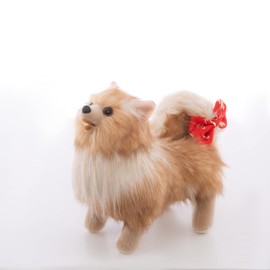 CU-MATE 12 inch Pomeranian Plush Dog Cuddly Toys - Realistic Standing Plush Toy Puppy Gift for Boys Girls