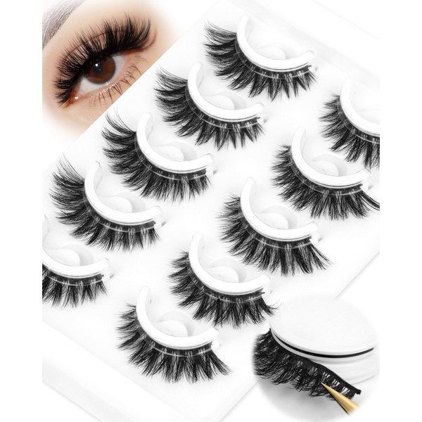 Waterproof Self Adhesive Eyelashes, 5 Pairs Natural Look Stick on