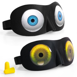 LIFPAU Sleep Eye Mask for Men Women Kids Funny 3D Sleeping Mask Adjustable Strap 2 Pack Eye Shade Cover for Travel, Black(Assorted B)