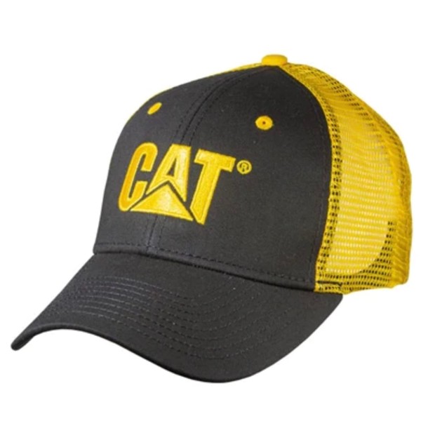 Caterpillar Equipment Big Iron Black w/Yellow Mesh Snapback Mesh Cap/Hat