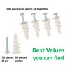 Self Drilling Drywall Plastic Anchors with Screws, Expansion Screws 100