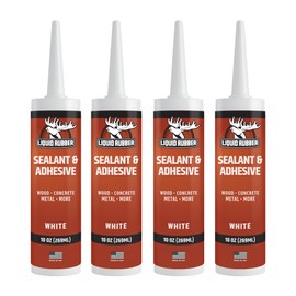 Liquid Rubber Caulk - Hybrid Adhesive and Protective Sealant, White, 4 Pack
