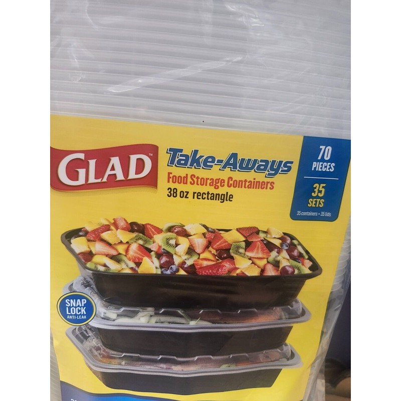 Glad Take-Aways Food Storage Containers with Lids, 38 Ounce (35