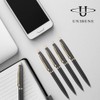 Unibene 6 Pack Black & Gold Click Ballpoint Pens -1.0mm