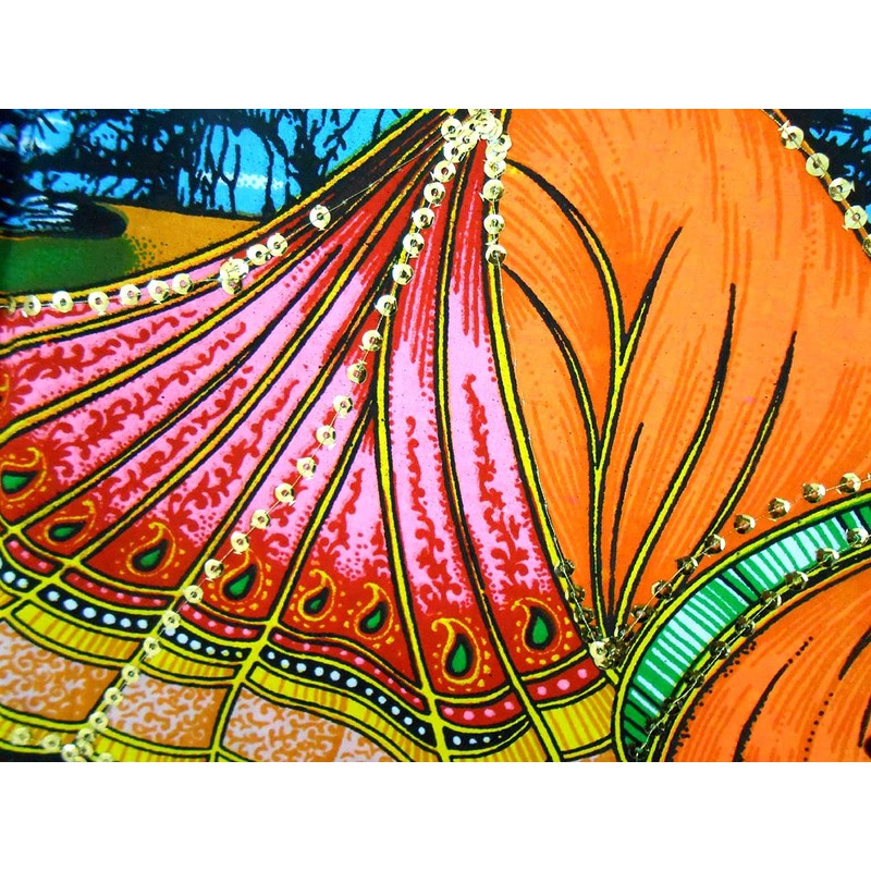 Divine Lovers Radha Krishna Hindu God sequin Batik Cotton Wall