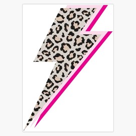 Cheetah Print Pink Lightning Bolt Bumper Sticker Vinyl Decal 5"