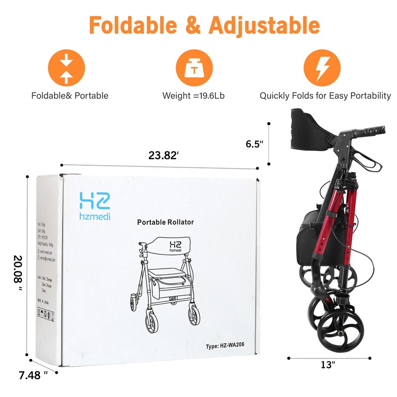 Walkers for Seniors with Seat, Foldable Rolling Walker with Durable