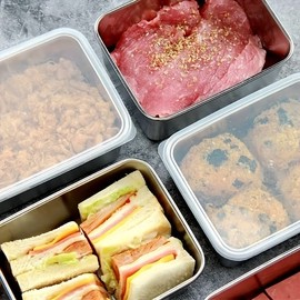 MVSR 6pcs Food Storage Containers with Lids, Meal Prep Containers Reusable, Stainless Steel, Oven Freezer Dishwasher Safe (500ml)