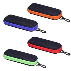 Pack of 4 Soft Glasses Case, Glasses Case Hard Case, Portable Hard Glasses Case, Glasses Case Box, Portable, Travel, Soft, Sunglasses Bag for Women, Men, Children, Red, green, blue, orange