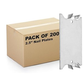Demimy (200 Pack) 16-Gauge Steel Nail Plate for Wood Studs, 1.5" x 2.5" Safety Shield with Sharp Prongs, Protect Electrical Wiring & Plumbing from Nail Puncture, Zinc Coated Anti-Corrosion Metal Guard
