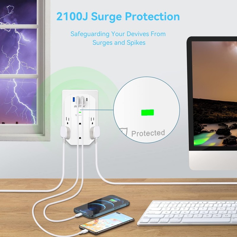 BESTEK Surge Protector, Outlet Extender with 6 Outlets and 4
