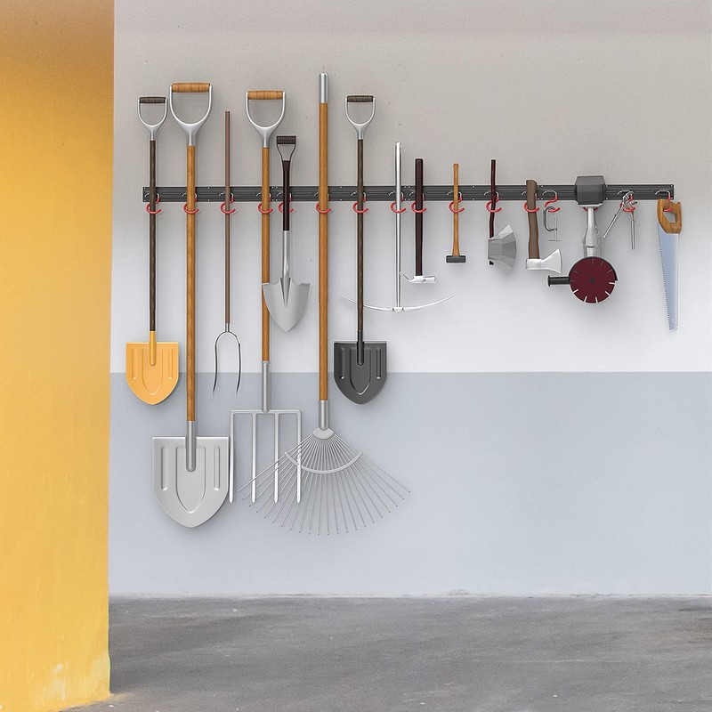 WALMANN All Metal 64 Inch Wall Mount Garden Tool Organizer