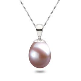 Freshwater Cultured Pearl Pendant Necklace AAA Graded Lavender Teardrop Necklace Pendant with Sterling Silver Setting and Matching 16 or 18 Inch Chain - Orien Jewelry